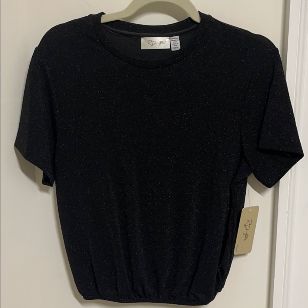 R D style glitter black tee small